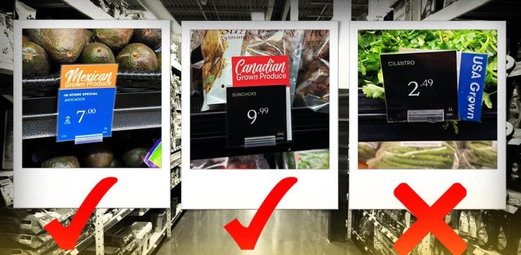 Canadienses usan etiquetas para identificar sus productos y los de México