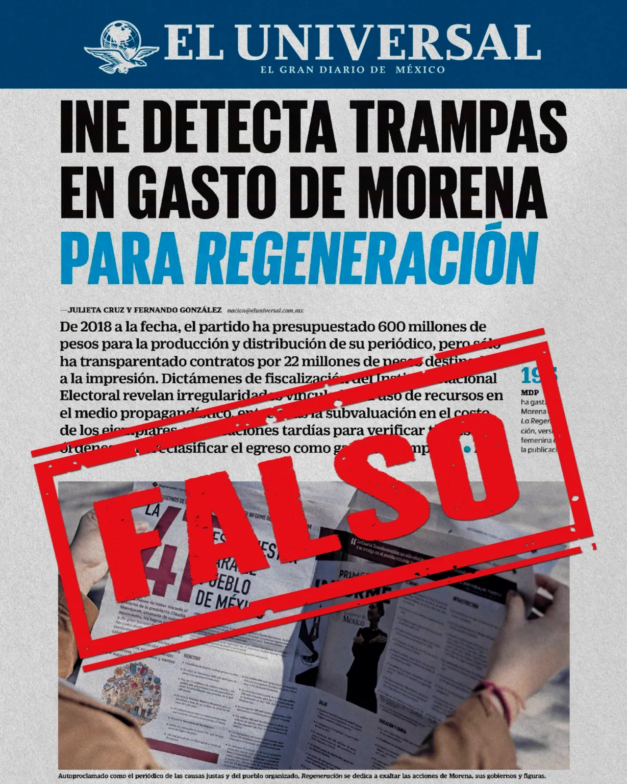 Morena niega irregularidades por gasto de Regeneración