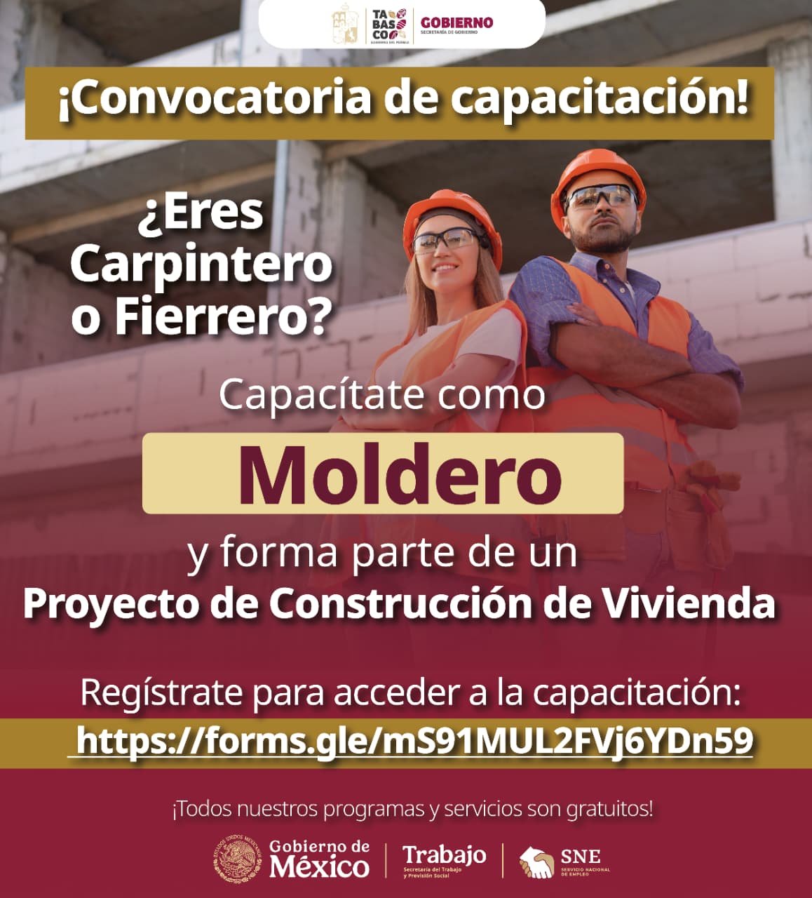 Capacitarán molderos en Tabasco para obras de vivienda formal