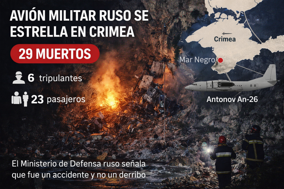 Avión militar ruso en Crimea deja 29 muertos