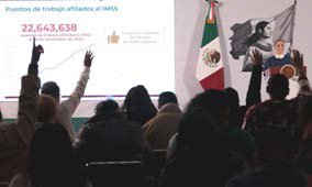 Resalta Sheinbaum cifra récord de empleo; 22.6 millones puestos de trabajo 