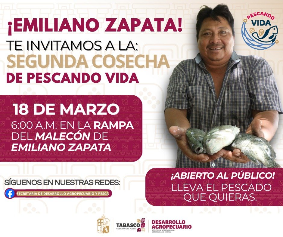 Venta de pescado fresco en Emiliano Zapata será este 18 de marzo