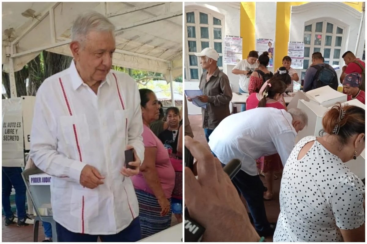 AMLO reaparece en Palenque para votar en histórica elección judicial