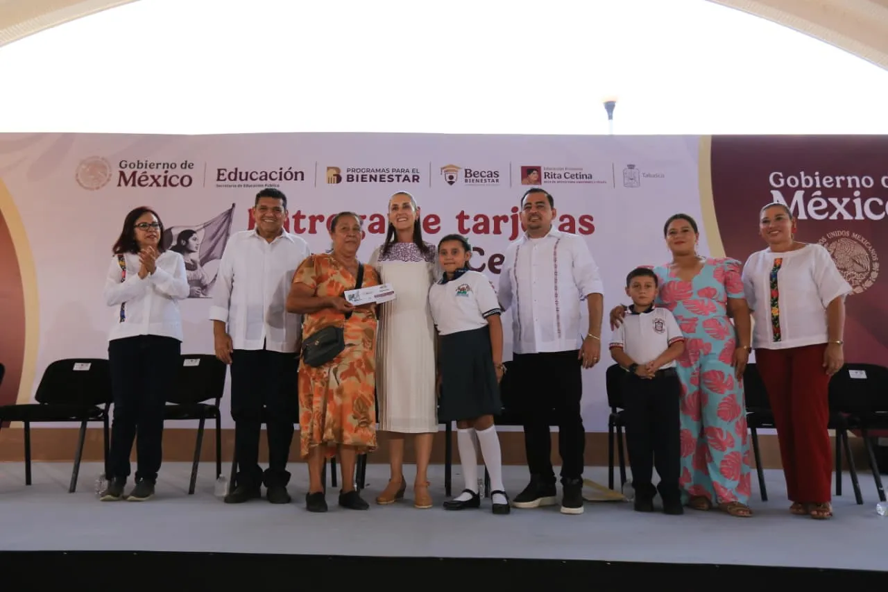 México y Tabasco fortalecen la educación con la Beca “Rita Cetina”, Sheinbaum y May entregan tarjetas