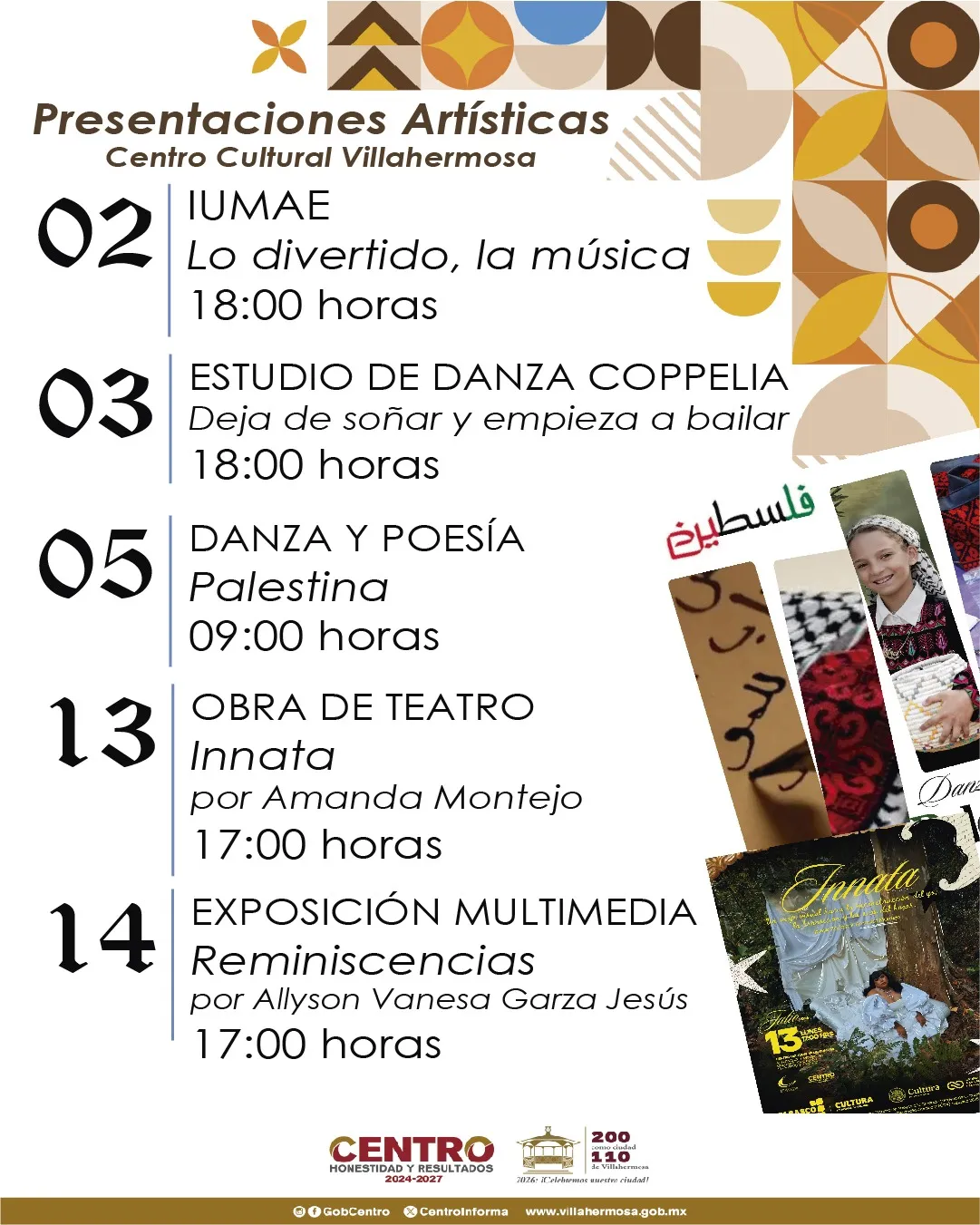 Agenda cultural julio Centro ofrece actividades gratis en Villahermosa