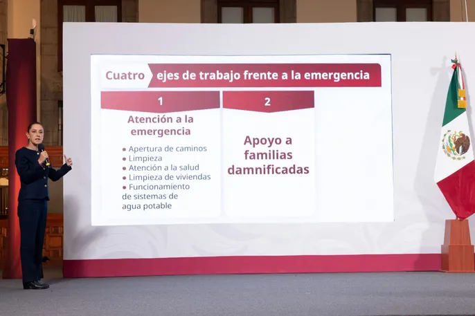 Sheinbaum presenta 4 ejes de trabajo por emergencia de lluvias