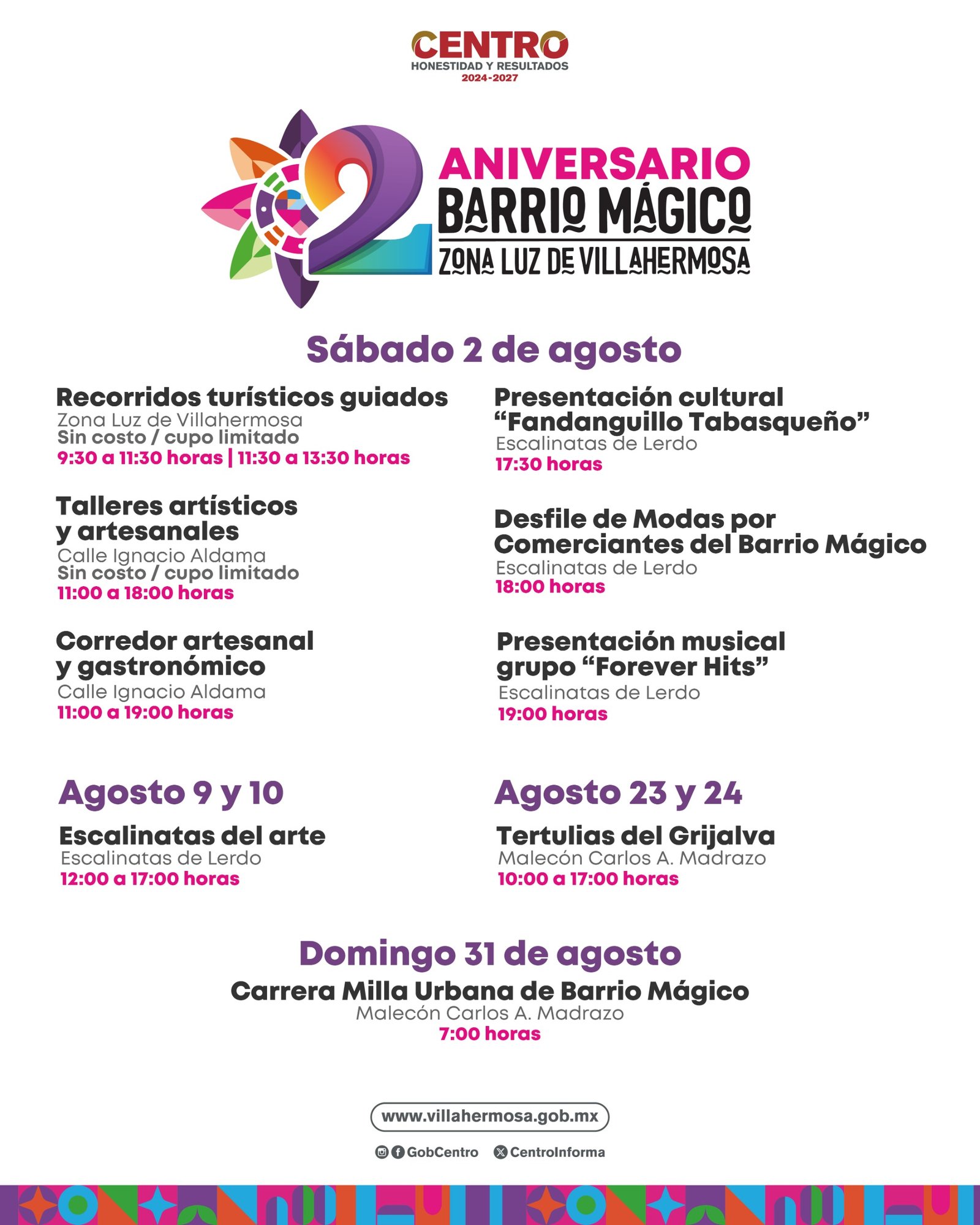 Invita Centro a celebrar 2º Aniversario del Barrio Mágico con actividades artísticas y culturales