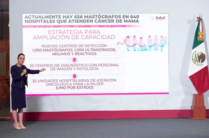El Gobierno federal anunció un programa nacional para garantizar detección y tratamiento gratuitos de cáncer de mama en todas las mujeres, con mil nuevos mastógrafos y 32 unidades oncológicas.