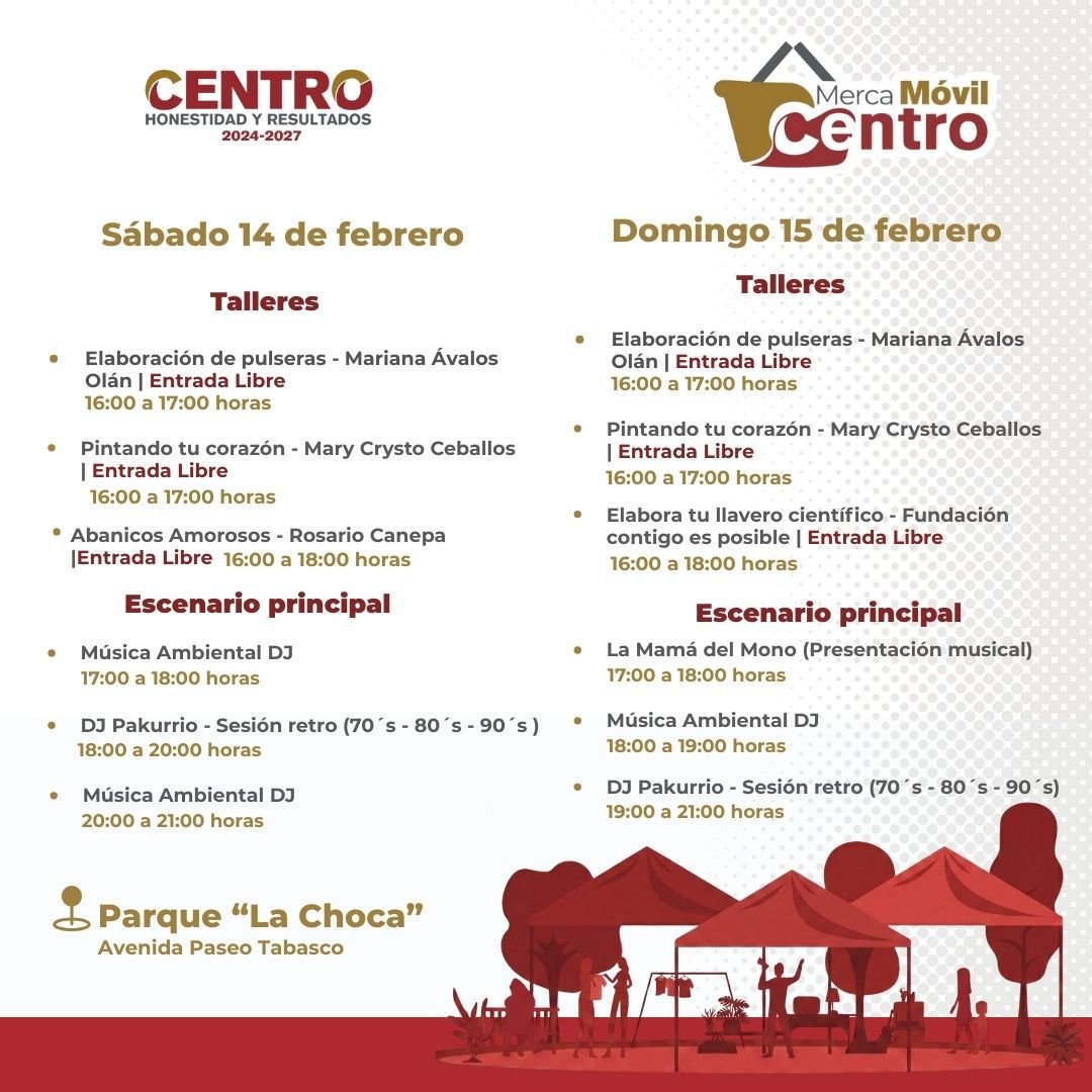 Invita Centro a disfrutar esta semana de Tardes de Carnaval, Electro Amor y Merca Móvil Centro