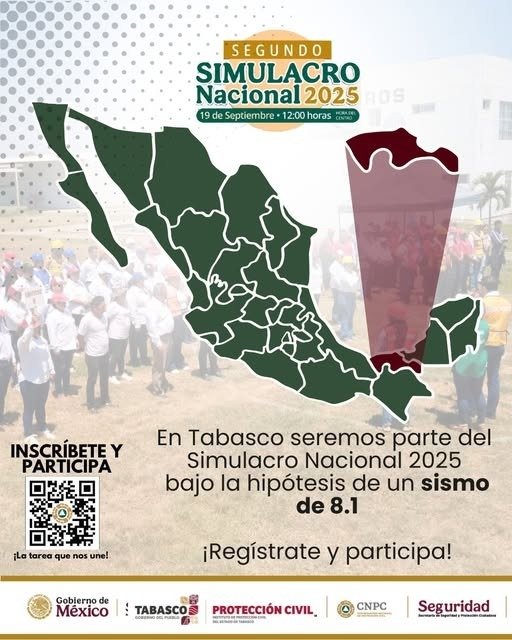 Listo Tabasco para participar en Segundo Simulacro Nacional, este viernes