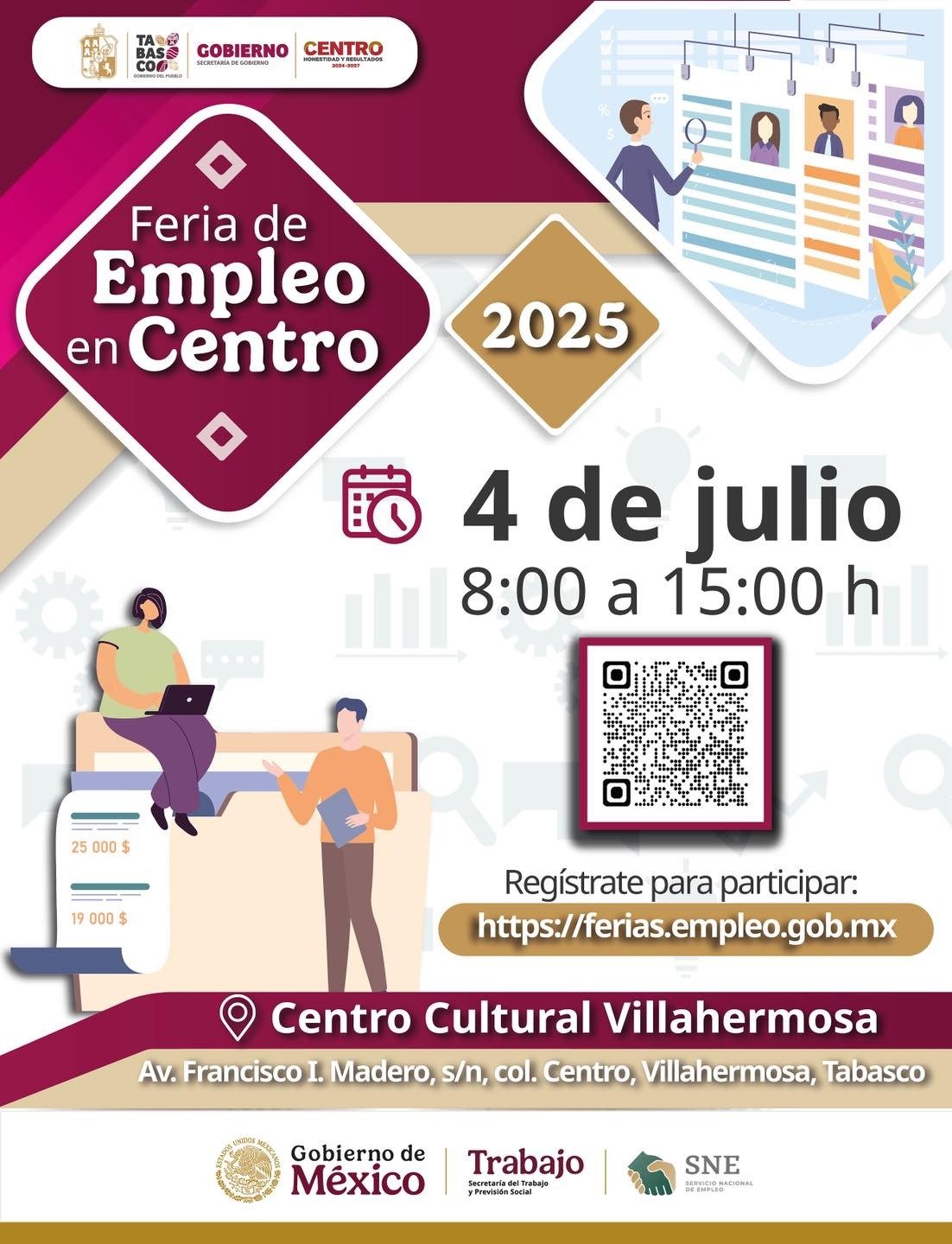 Primera Feria del Empleo en Centro: 1,110 vacantes este 4 de julio.