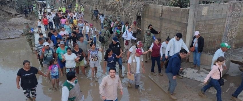 Sheinbaum supervisa en Tampico el nivel del río Pánuco; autoridades mantienen alerta preventiva