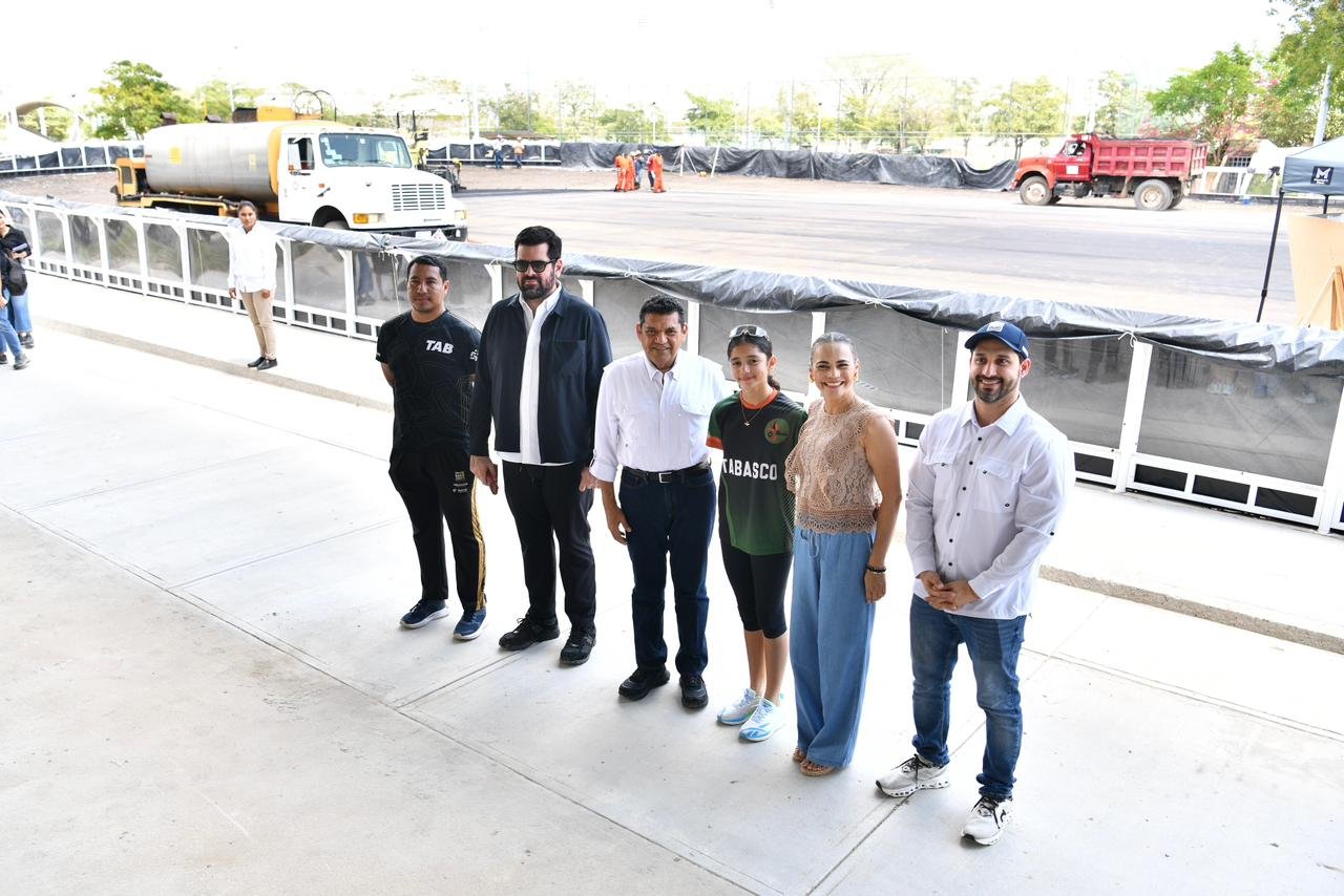 Patinódromo en Tabasco quedaría listo en abril; nave ganadera para la Feria 2026: SOTOP