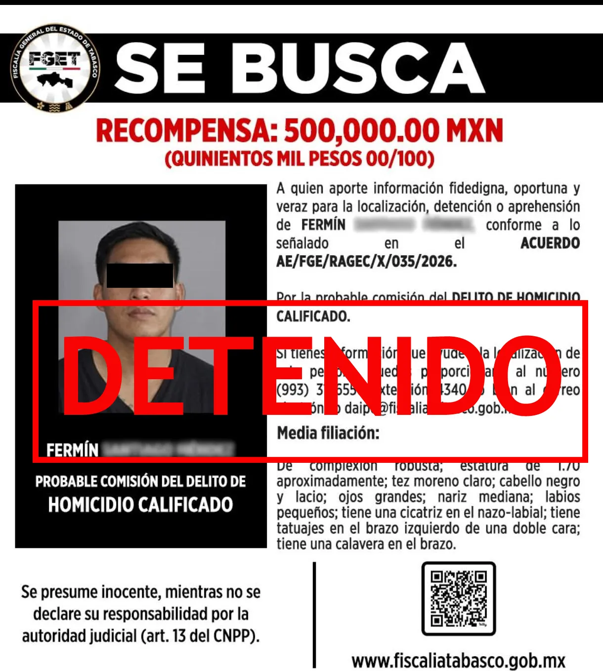Detienen en Tabasco a prófugo que escapó del CREST