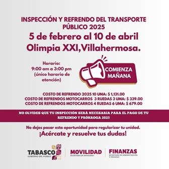 Arranca Semovi inspección y pago de refrendo del transporte público 2025