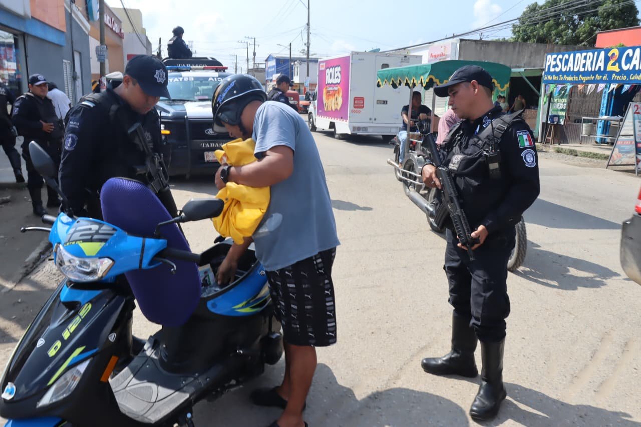 La SSPC desplegó un operativo disuasivo en zonas de Villahermosa para prevenir delitos y reforzar la seguridad vecinal.