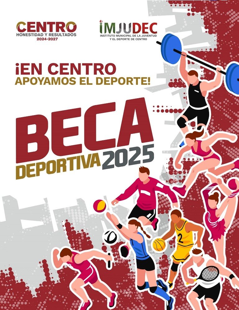 Convoca Centro a jóvenes de 12 a 29 años para Beca Deportiva 2025