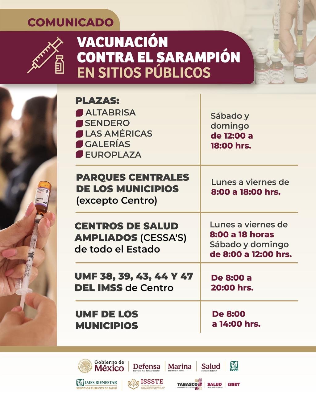 Instalan módulos contra sarampión y rubéola