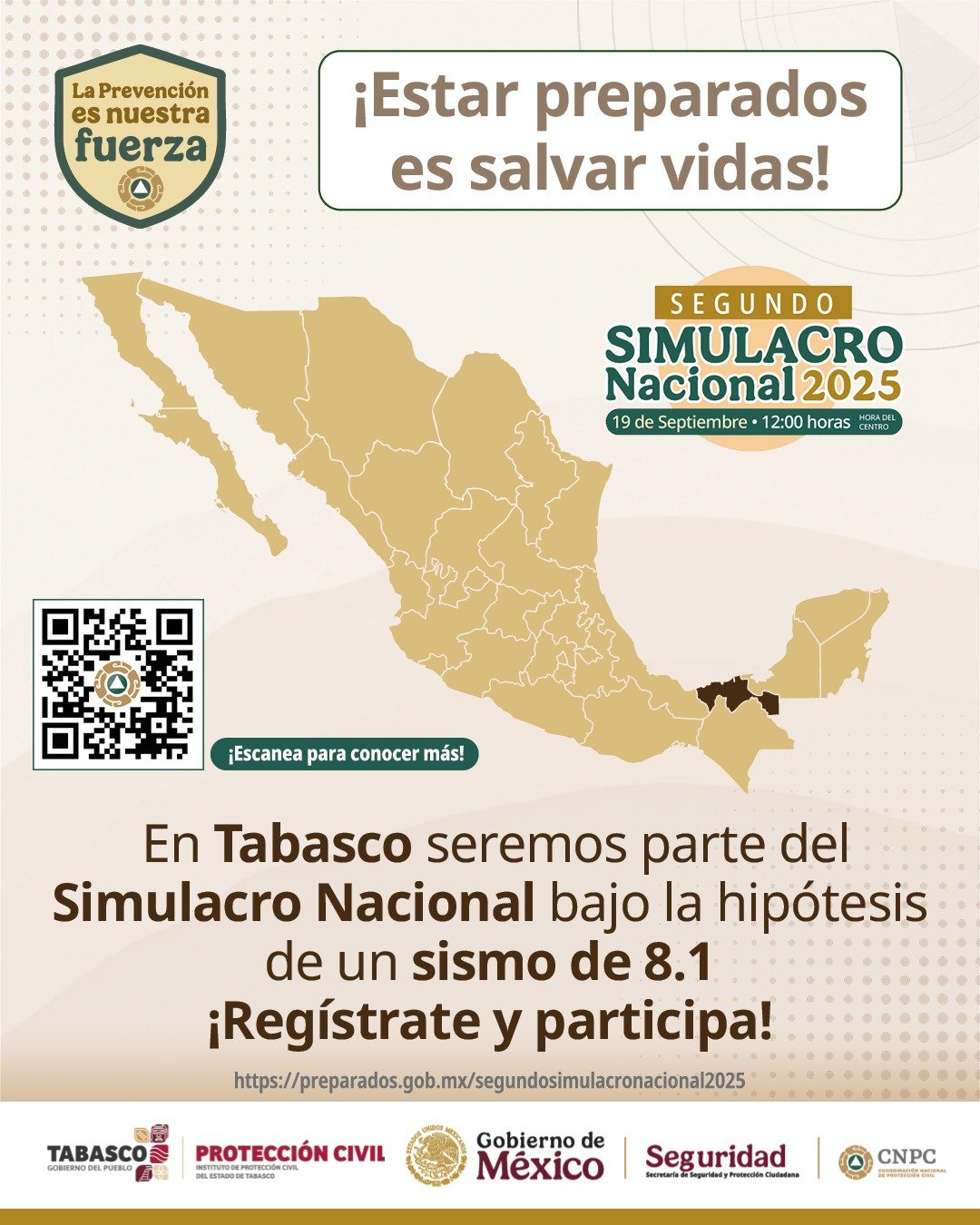 Tabasco en Simulacro Nacional 2025: sismo de 8.1