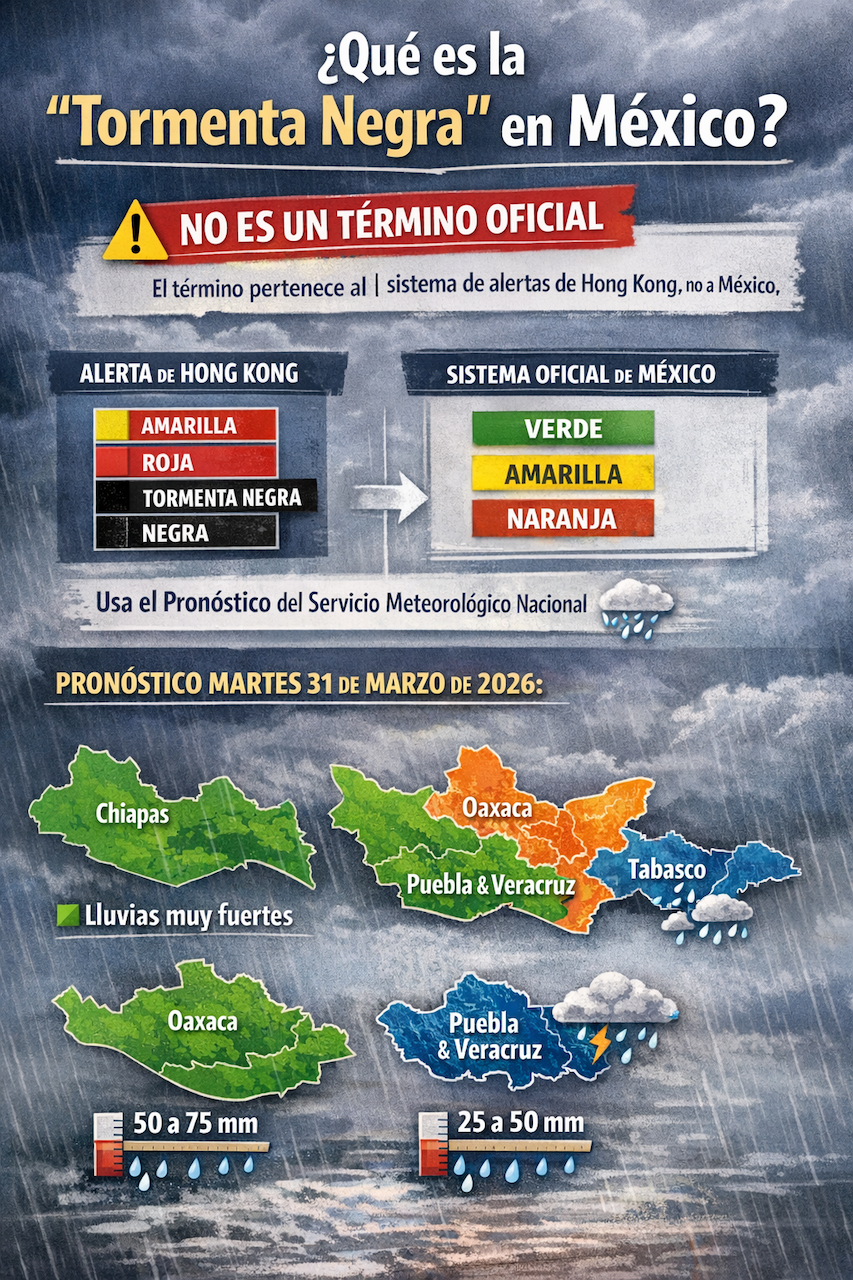Tormenta negra no es categoría oficial en México: qué sí alertó el SMN