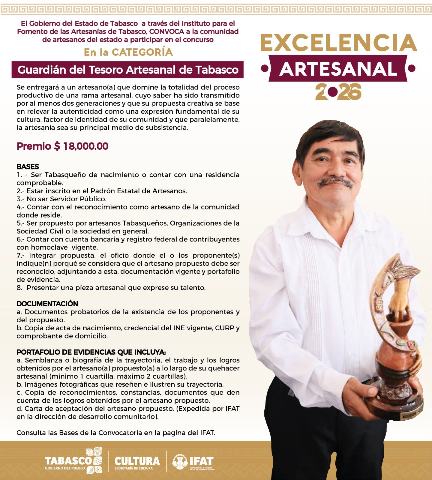 Gobierno del Pueblo  invita a participar en el premio Excelencia Artesanal 2026