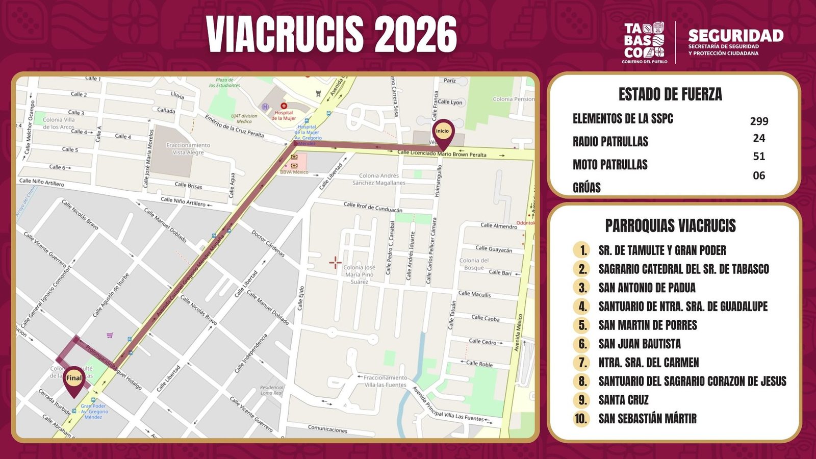 Viacrucis 2026 en Tabasco: cierres viales desde las 7:00