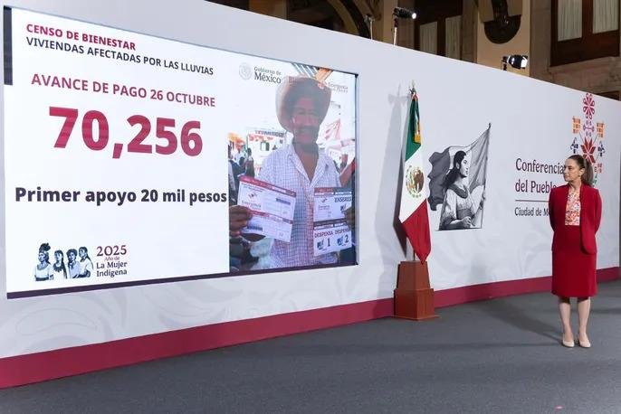 México entrega 70 mil apoyos y restablece vías tras lluvias en cinco estados