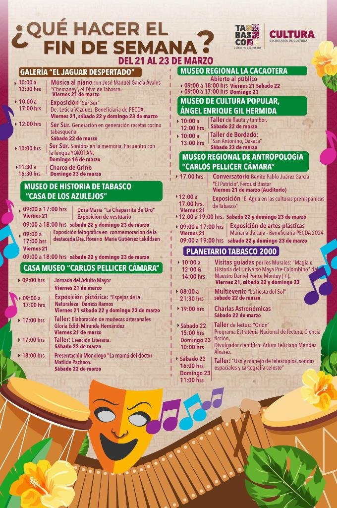 ¡Tabasco se llena de cultura con un fin de semana repleto de arte, historia y tradición!